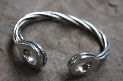 Heavy Twin Torc Bangle in Pewter